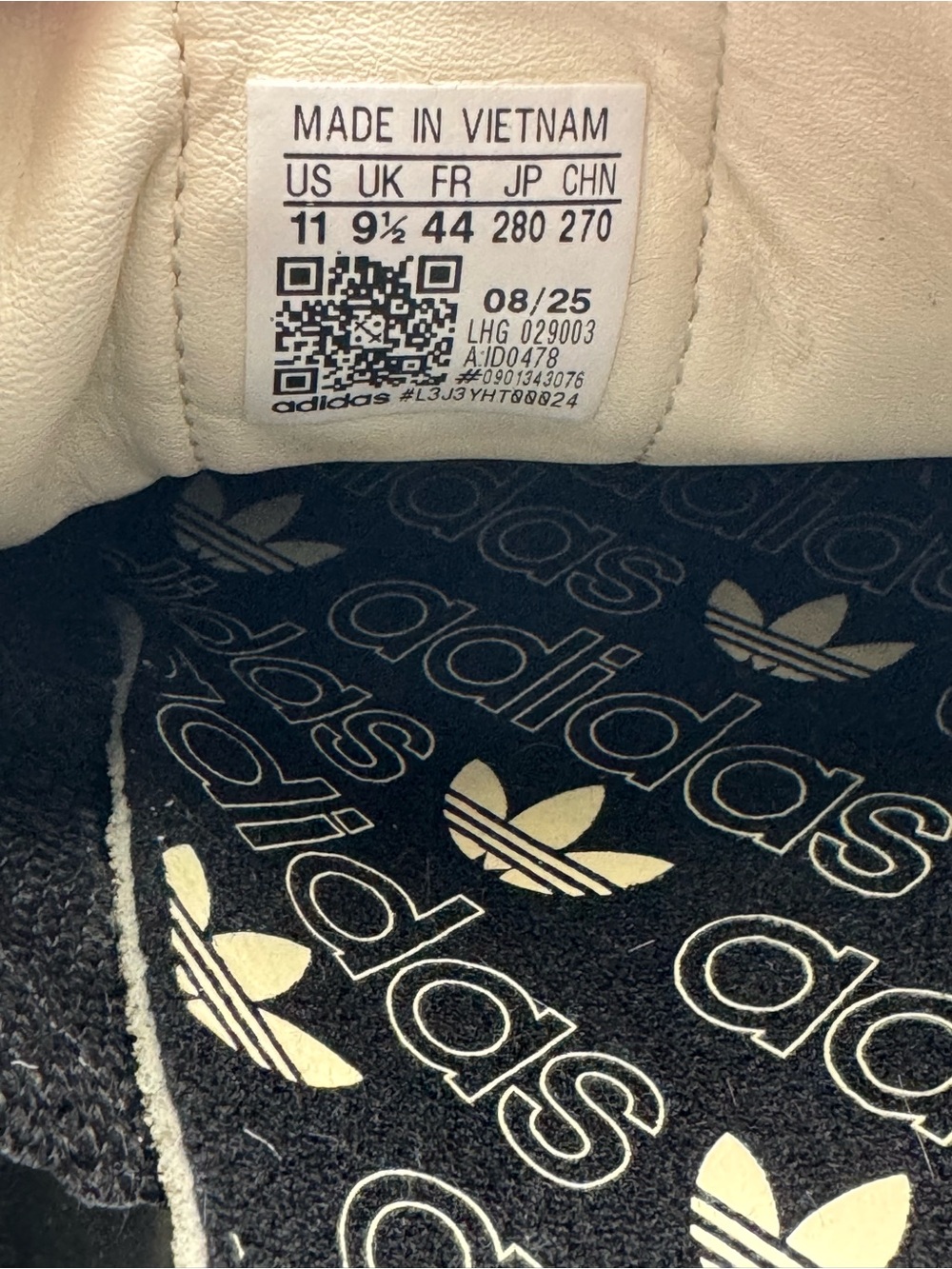 Adidas Samba OG Cream Black Gum Leather Sneakers Unisex US Men’s 10 Women’s 11 - Picture 7 of 8